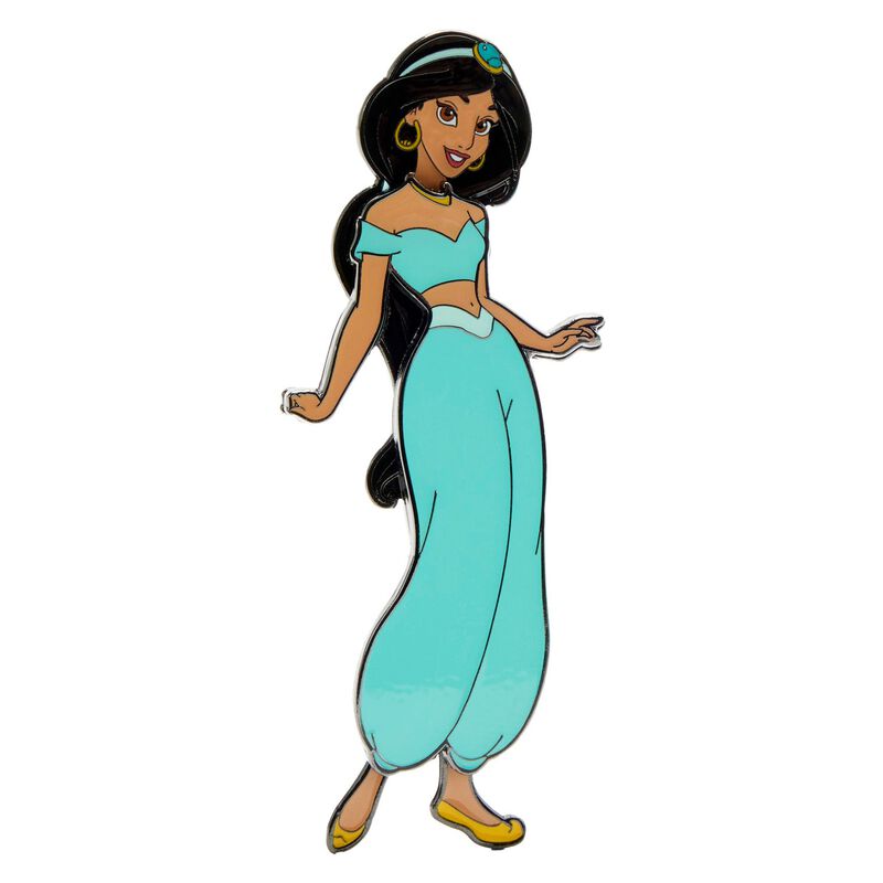 Image of the Jasmine Paper Doll Pin wearing her classic teal ensemble